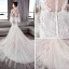 Luxe Ivoire Transparentes Robe De Mariée 2018 Trompette / Sirène De l'épaule Manches de cloche Dos Nu Appliques En Dentelle Glitter Tulle Chapel Train Volants
