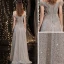 Glitzernden Grau Tanzen Ballkleider 2021 A Linie Off Shoulder Kurze Ärmel Perlenstickerei Pailletten Glanz Tülle Sweep / Pinsel Zug Rüschen Rückenfreies Festliche Kleider