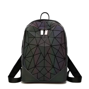 Mode Multi Färger Lysande Geometrisk Ryggsäckar 2021 Pu Holografisk Reflekterande Damväskor