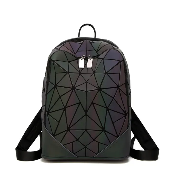 Fashion Multi-Colors Luminous Geometric Backpacks 2021 PU Holographic Reflective Women's Bags