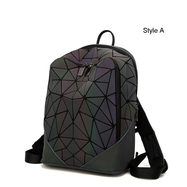 Mode Multi-Couleurs Lumineux Géométrique Sacs à dos 2021 PU Holographique Réfléchissant Sacs Pour Femmes
