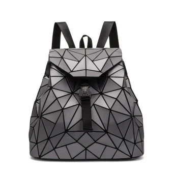 Fashion Grey Geometric Backpacks 2021 Pu Women S Bags