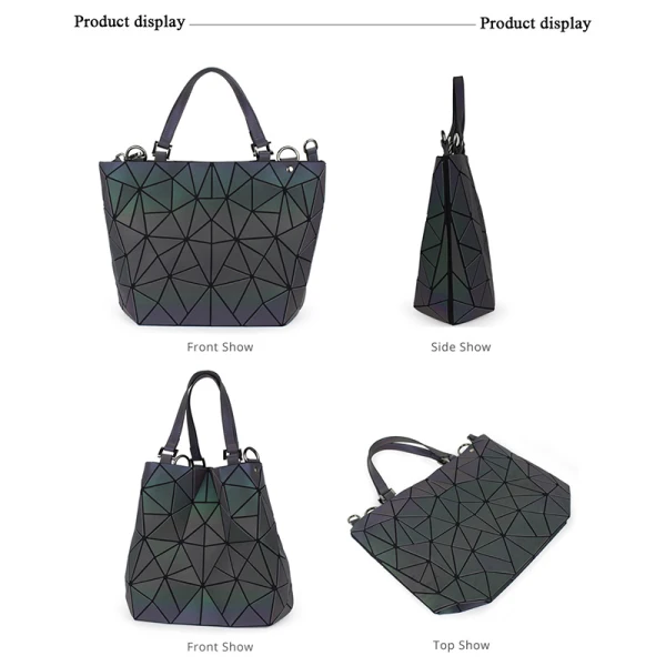 3 Stück Multifarben Leuchtend Geometrisch Quadratische Umhängetasche Schultertaschen Geldbörse 2021 PU Holographisch Reflektierend Damentaschen