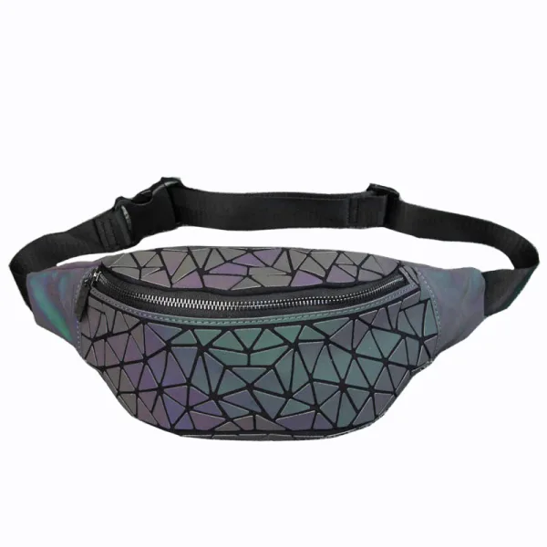Unique Multi-Couleurs Lumineux Géométrique Sac de taille 2021 PU Holographique Réfléchissant Sacs Pour Femmes