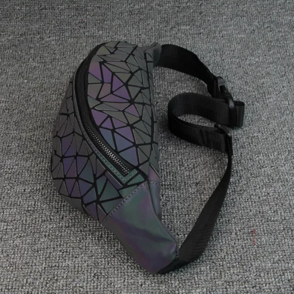 Unique Multi-Couleurs Lumineux Géométrique Sac de taille 2021 PU Holographique Réfléchissant Sacs Pour Femmes