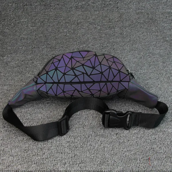 Unique Multi-Couleurs Lumineux Géométrique Sac de taille 2021 PU Holographique Réfléchissant Sacs Pour Femmes