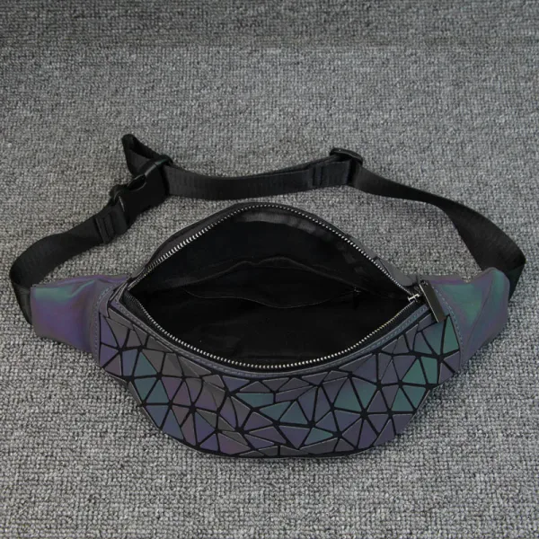 Unique Multi-Couleurs Lumineux Géométrique Sac de taille 2021 PU Holographique Réfléchissant Sacs Pour Femmes