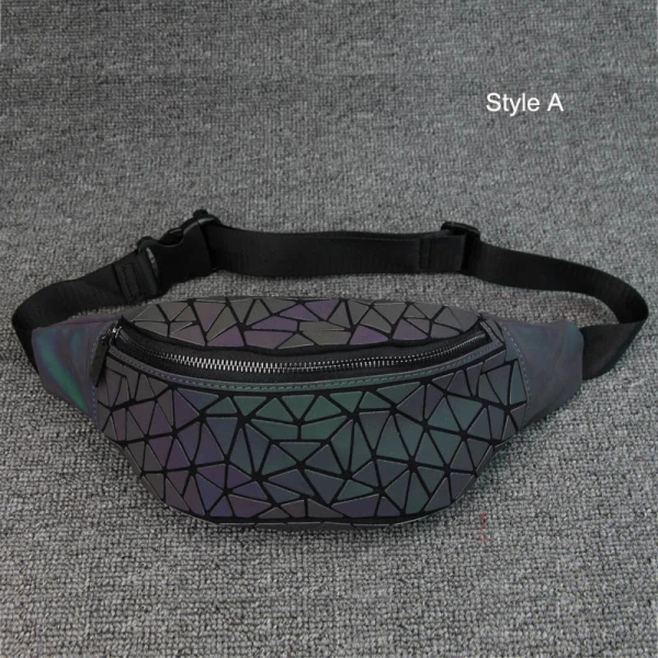 Unique Multi-Couleurs Lumineux Géométrique Sac de taille 2021 PU Holographique Réfléchissant Sacs Pour Femmes