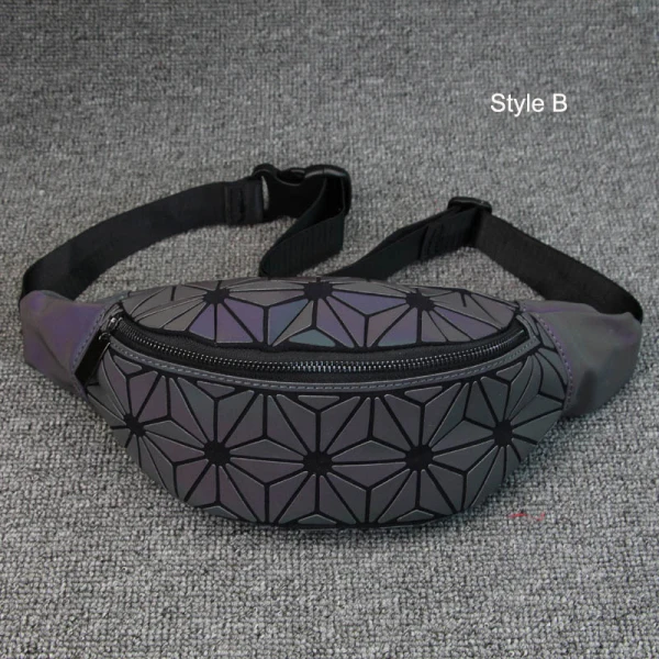 Unique Multi-Couleurs Lumineux Géométrique Sac de taille 2021 PU Holographique Réfléchissant Sacs Pour Femmes