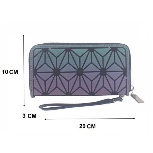 Mode Multi-Kleuren Lichtgevend Geometrische Vierkante Portemonnee 2021 PU Reflecterend Holografisch Dames Tassen