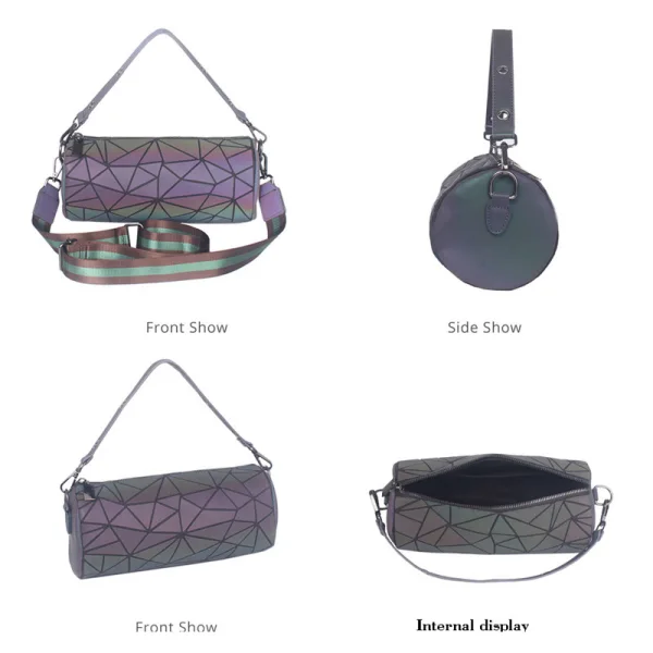Amazing / Unique Multi-Colors Luminous Geometric Round Handbag Shoulder Bags 2021 PU Reflective Holographic Women's Bags
