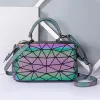 Amazing / Unique Multi-Colors Luminous Geometric Square Handbag Messenger Bag 2021 PU Reflective Holographic Casual Women's Bags