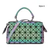 Amazing / Unique Multi-Colors Luminous Geometric Square Handbag Messenger Bag 2021 PU Reflective Holographic Casual Women's Bags