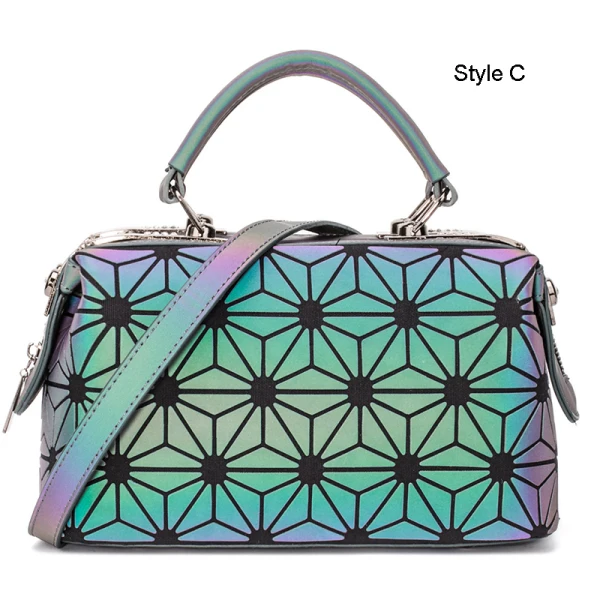 Amazing / Unique Multi-Colors Luminous Geometric Square Handbag Messenger Bag 2021 PU Reflective Holographic Casual Women's Bags