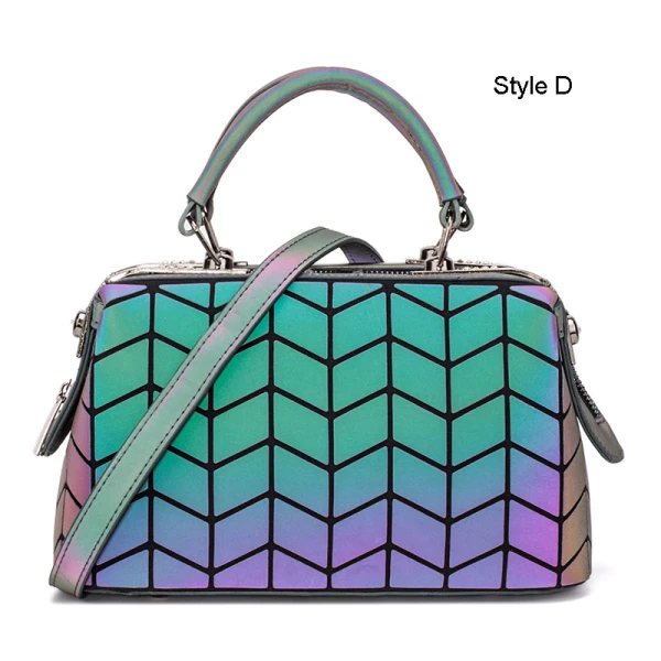Amazing / Unique Multi-Colors Luminous Geometric Square Handbag Messenger Bag 2021 PU Reflective Holographic Casual Women's Bags