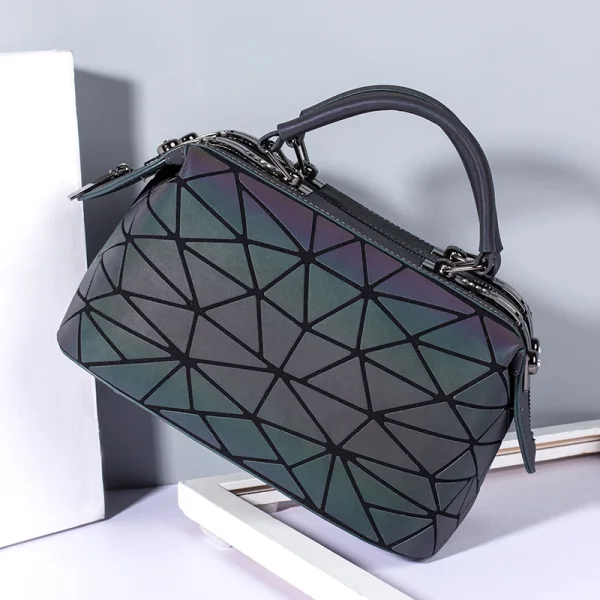 Amazing / Unique Multi-Colors Luminous Geometric Square Handbag Messenger Bag 2021 PU Reflective Holographic Casual Women's Bags