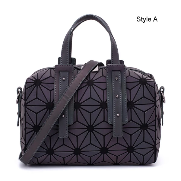 Rainbow Multi-Colors Luminous Geometric Square Handbag Messenger Bag 2021 PU Reflective Holographic Casual Women's Bags