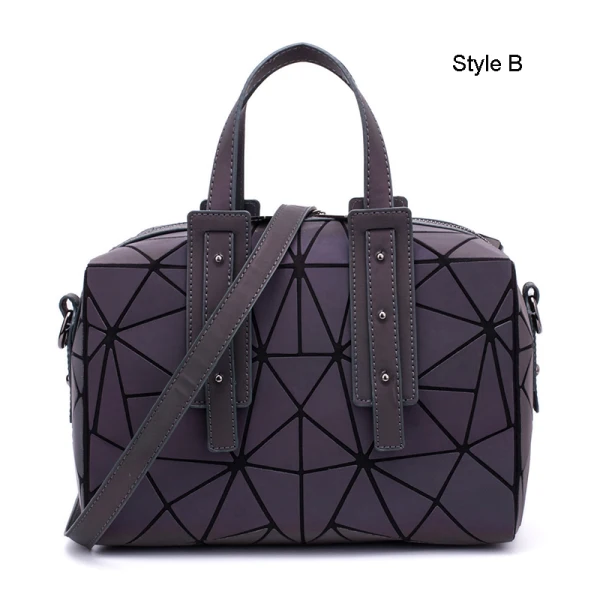 Rainbow Multi-Colors Luminous Geometric Square Handbag Messenger Bag 2021 PU Reflective Holographic Casual Women's Bags