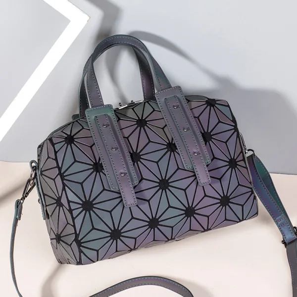 Rainbow Multi-Colors Luminous Geometric Square Handbag Messenger Bag 2021 PU Reflective Holographic Casual Women's Bags