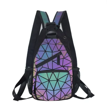 Fashion Multi Colors Luminous Geometric Backpacks Shoulder Bags 2021 Pu Holographic Reflective Casual Women S Bags