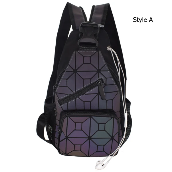 Fashion Multi-Colors Luminous Geometric Backpacks Shoulder Bags 2021 PU Holographic Reflective Casual Women's Bags
