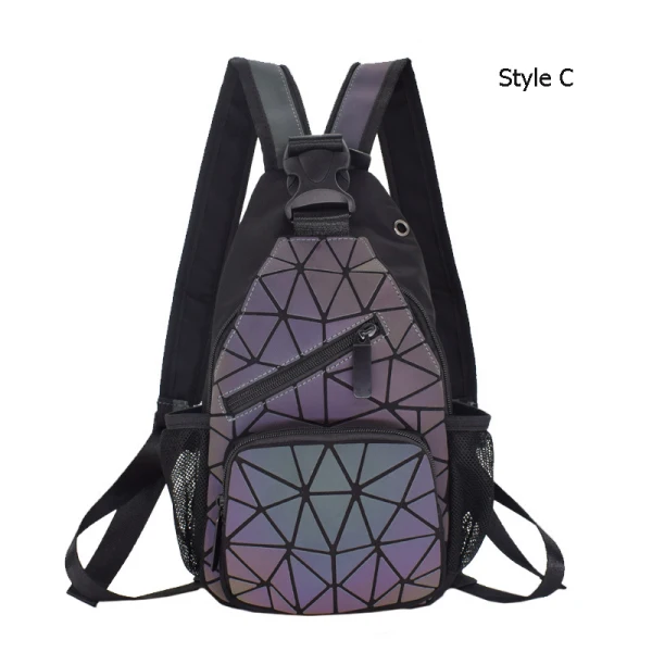 Fashion Multi-Colors Luminous Geometric Backpacks Shoulder Bags 2021 PU Holographic Reflective Casual Women's Bags