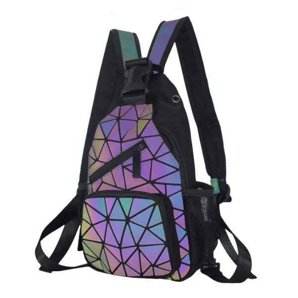 Fashion Multi-Colors Luminous Geometric Backpacks Shoulder Bags 2021 PU Holographic Reflective Casual Women's Bags