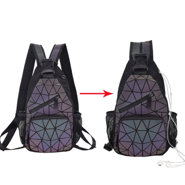 Fashion Multi-Colors Luminous Geometric Backpacks Shoulder Bags 2021 PU Holographic Reflective Casual Women's Bags