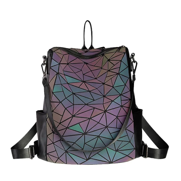 Accrocheuse Multi-Couleurs Lumineux Géométrique Sacs à dos 2021 PU Réfléchissant Holographique Désinvolte Sacs Pour Femmes