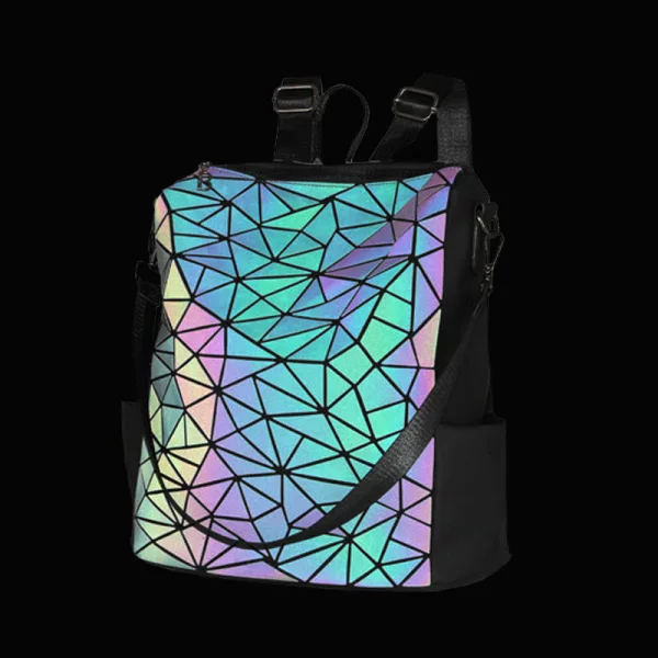 Accrocheuse Multi-Couleurs Lumineux Géométrique Sacs à dos 2021 PU Réfléchissant Holographique Désinvolte Sacs Pour Femmes