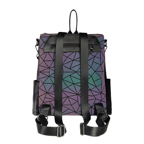 Accrocheuse Multi-Couleurs Lumineux Géométrique Sacs à dos 2021 PU Réfléchissant Holographique Désinvolte Sacs Pour Femmes