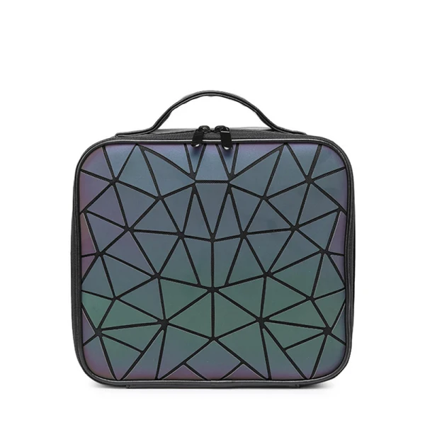 Eye-catching Luminous Geometric Square Makeup Bag 2021 PU Reflective Holographic Women's Bags