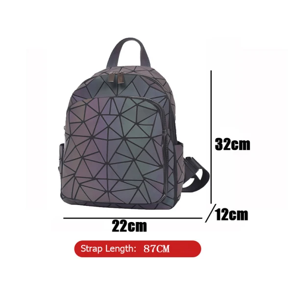 2-piece Multi-Colors Luminous Geometric Backpacks Wallet 2021 PU Reflective Holographic Women's Bags