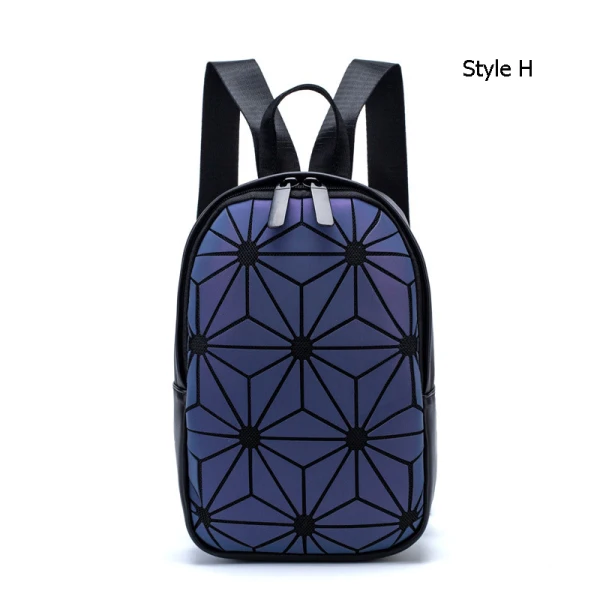 Multi-Colors Luminous Geometric Backpacks 2021 PU Reflective Holographic Casual Women's Bags