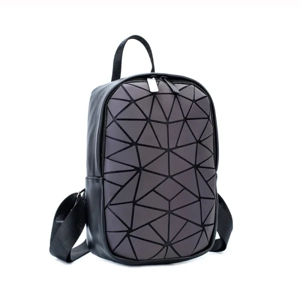 Multi-Colors Luminous Geometric Backpacks 2021 PU Reflective Holographic Casual Women's Bags