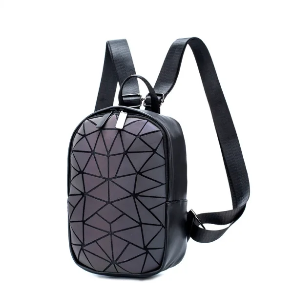 Multi-Colors Luminous Geometric Backpacks 2021 PU Reflective Holographic Casual Women's Bags