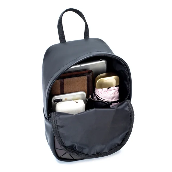 Multi-Colors Luminous Geometric Backpacks 2021 PU Reflective Holographic Casual Women's Bags