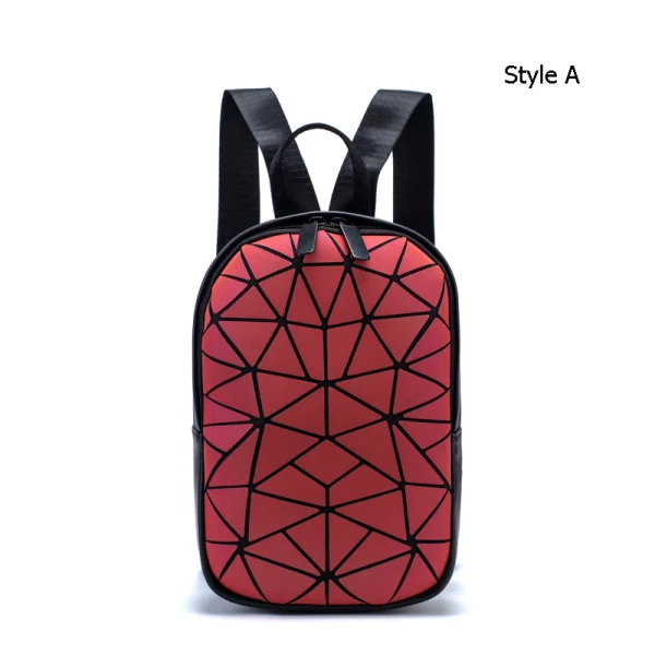 Multi-Colors Luminous Geometric Backpacks 2021 PU Reflective Holographic Casual Women's Bags