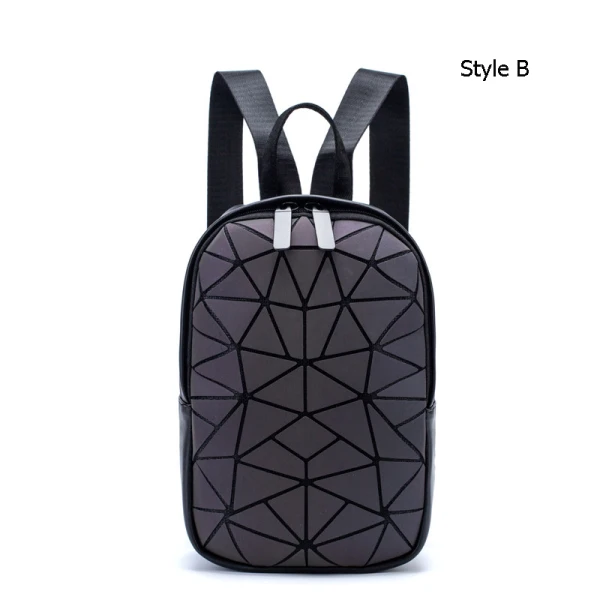 Multi-Colors Luminous Geometric Backpacks 2021 PU Reflective Holographic Casual Women's Bags