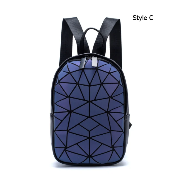 Multi-Colors Luminous Geometric Backpacks 2021 PU Reflective Holographic Casual Women's Bags