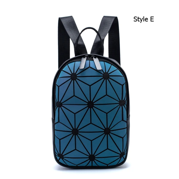 Multi-Colors Luminous Geometric Backpacks 2021 PU Reflective Holographic Casual Women's Bags
