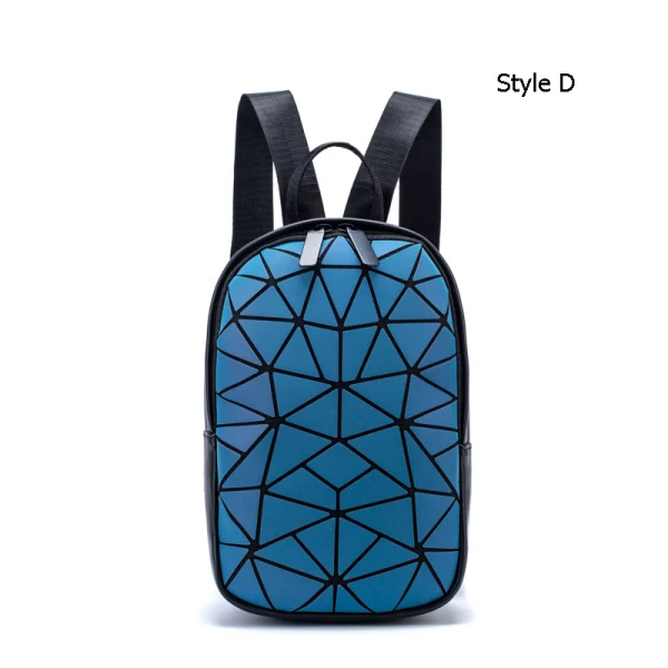 Multi-Colors Luminous Geometric Backpacks 2021 PU Reflective Holographic Casual Women's Bags