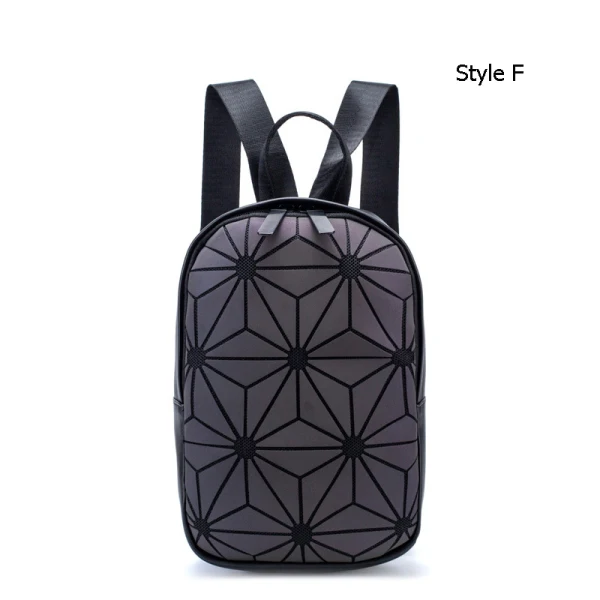 Multi-Colors Luminous Geometric Backpacks 2021 PU Reflective Holographic Casual Women's Bags