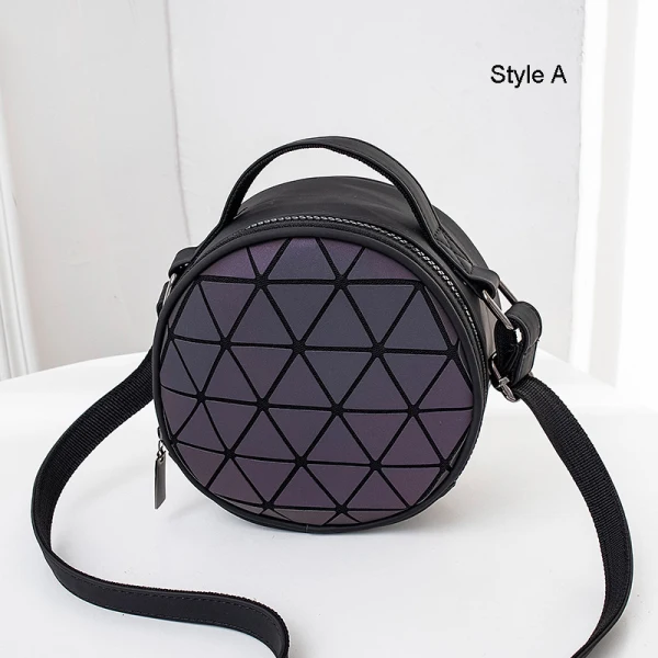 Multi-Colors Luminous Geometric Round Shoulder Bags Messenger Bag 2021 PU Reflective Holographic Casual Women's Bags