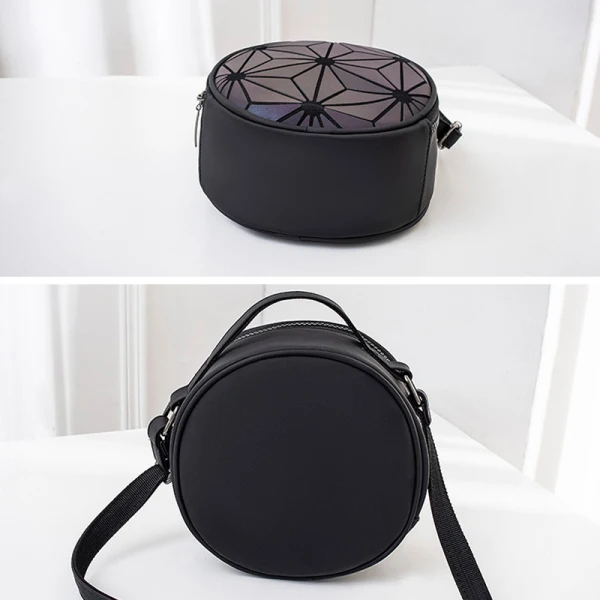 Multi-Colors Luminous Geometric Round Shoulder Bags Messenger Bag 2021 PU Reflective Holographic Casual Women's Bags
