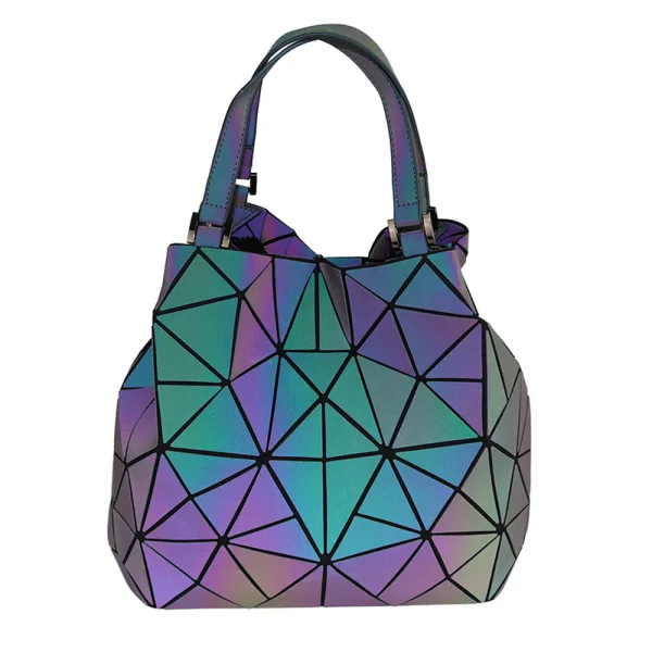 Eye-catching Multi-Colors Luminous Geometric Shoulder Bags Messenger Bag 2021 PU Reflective Holographic Casual Women's Bags