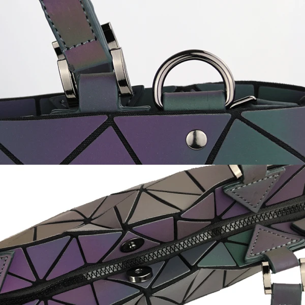 Eye-catching Multi-Colors Luminous Geometric Shoulder Bags Messenger Bag 2021 PU Reflective Holographic Casual Women's Bags