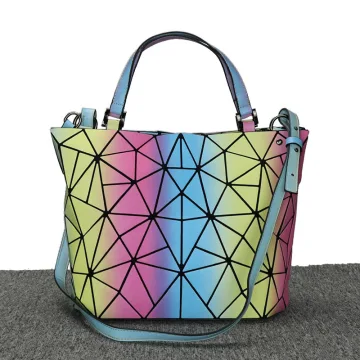 Arc En Ciel Multi Couleurs Lumineux Géométrique Sac De Messager Sacs À Bandoulière 2021 Pu Réfléchissant Holographique Sacs Pour Femmes