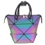 Amazing / Unique Multi-Colors Foldable Luminous Geometric Square Handbag 2021 PU Reflective Holographic Casual Women's Bags