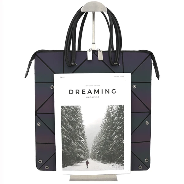 Amazing / Unique Multi-Colors Foldable Luminous Geometric Square Handbag 2021 PU Reflective Holographic Casual Women's Bags